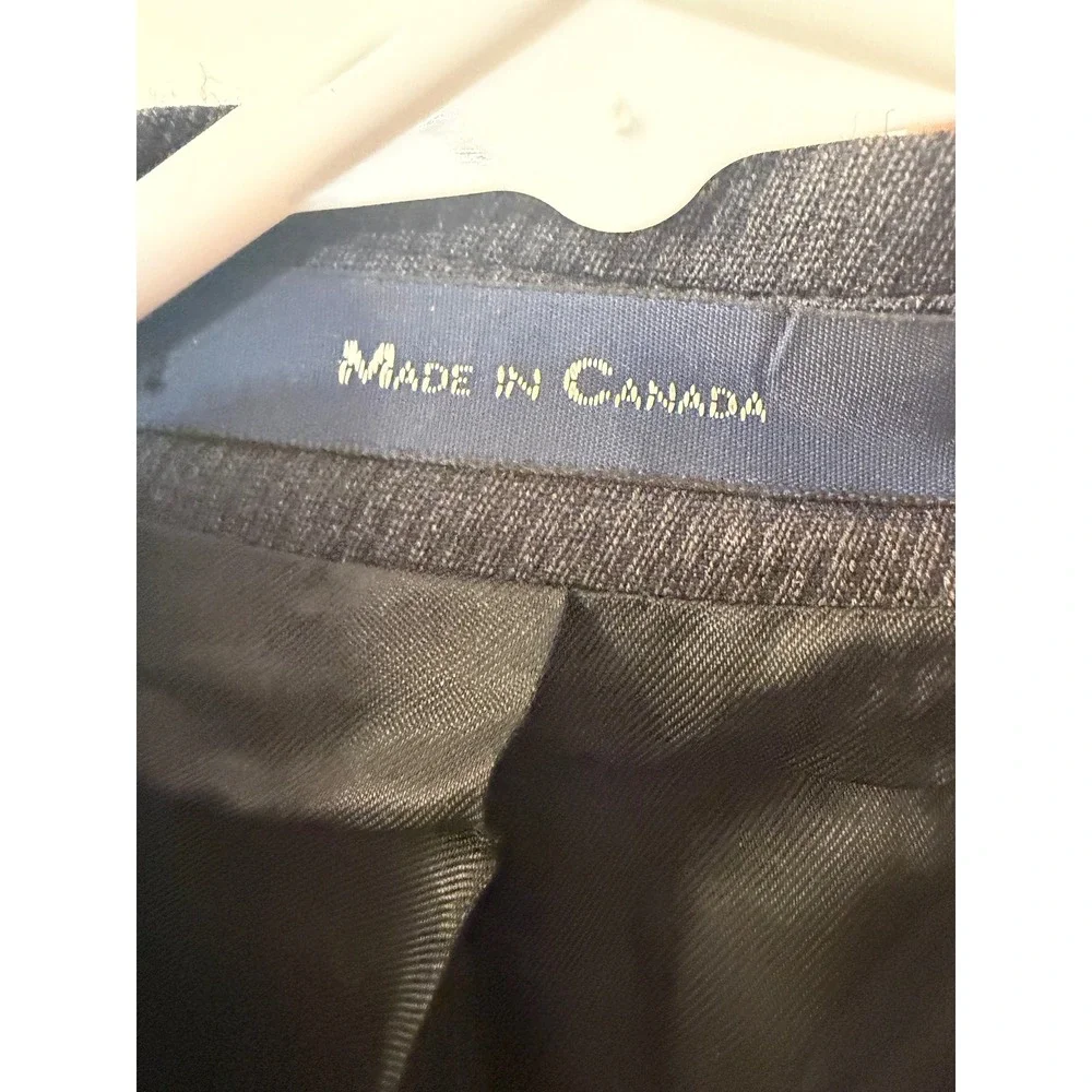 Mens 100% Wool 3-Button Blazer Jacket Made in Canada Charcoal Grey 44 T L004503D